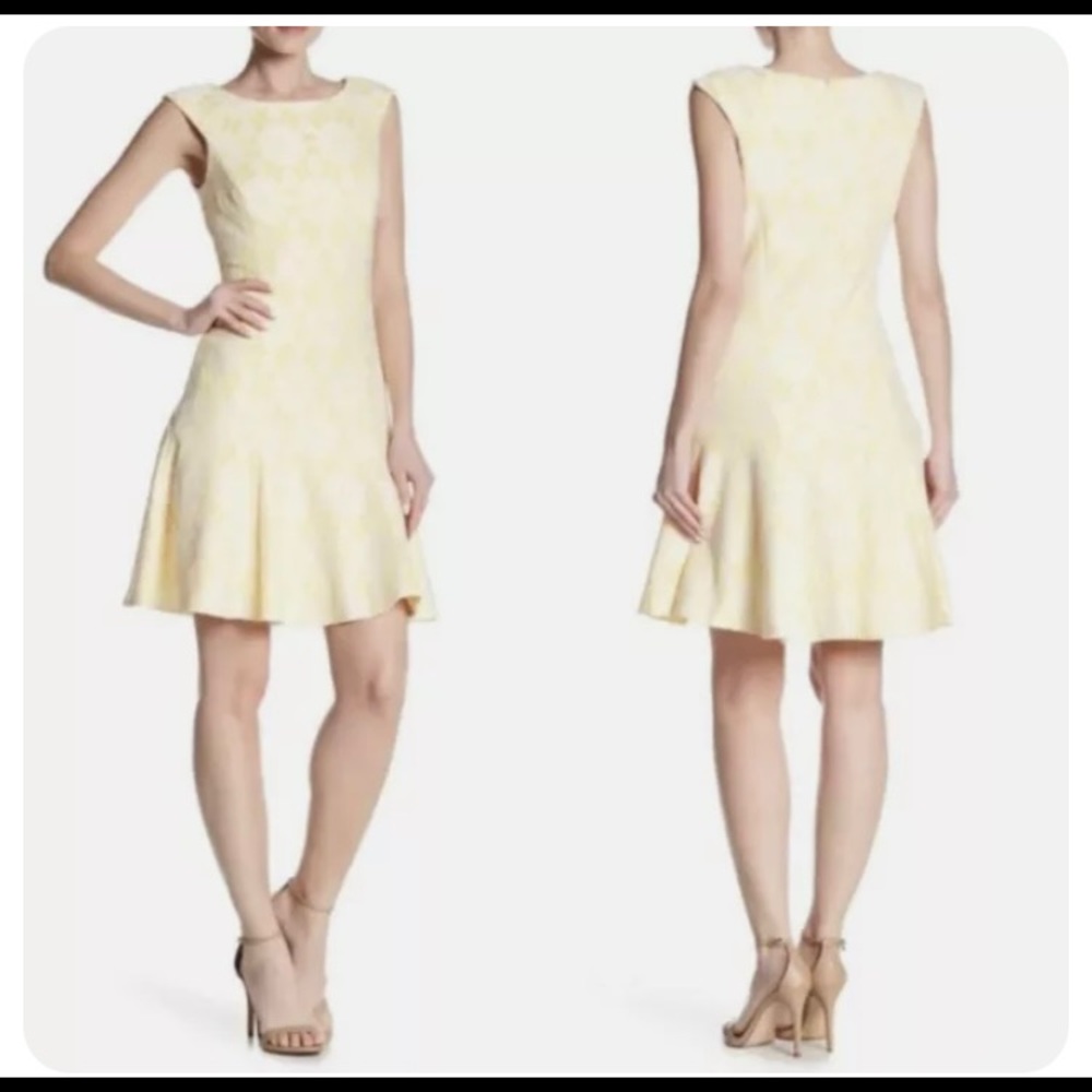 NWT Nanette Lepore Lemon & White Lace, Flirty Drop Waist Dress!